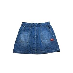 Dickies Denim Mini Skirt Women's Size Large Pockets Zip - Logo - 90's  - Y2K